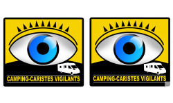 camping-caristes vigilants - 2 stickers de 10cm - Sticker/autocollant