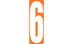 grand numéro orange 6 - 30x10cm - Sticker/autocollant