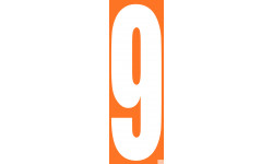 grand numéro orange 9 - 30x10cm - Sticker/autocollant