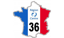 FRANCE 36 région Centre - 10x10cm - Sticker/autocollant