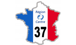 FRANCE 37 région Centre - 10x10cm - Sticker/autocollant